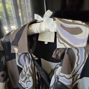 Vintage 1960's- 70's Designer Ossie Clarke Blouse - Black, Purple, and Brown